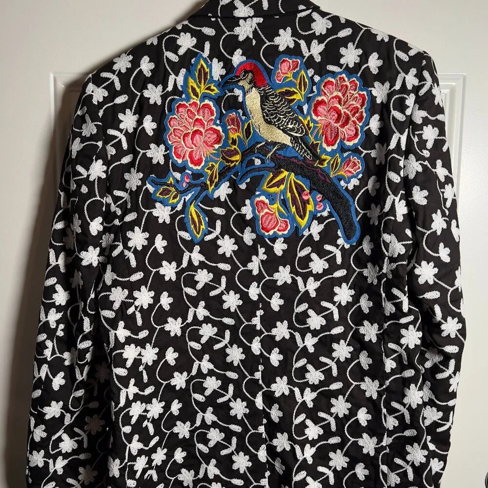 ASOS Brocade with Floral and Bird Embroidery Double Breasted Jacket Men's 40R